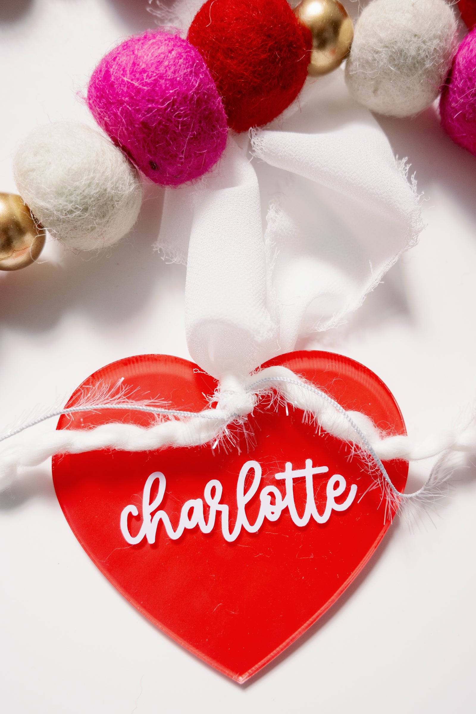 Valentine's Day Heart Basket Acrylic Tag (Personalized)