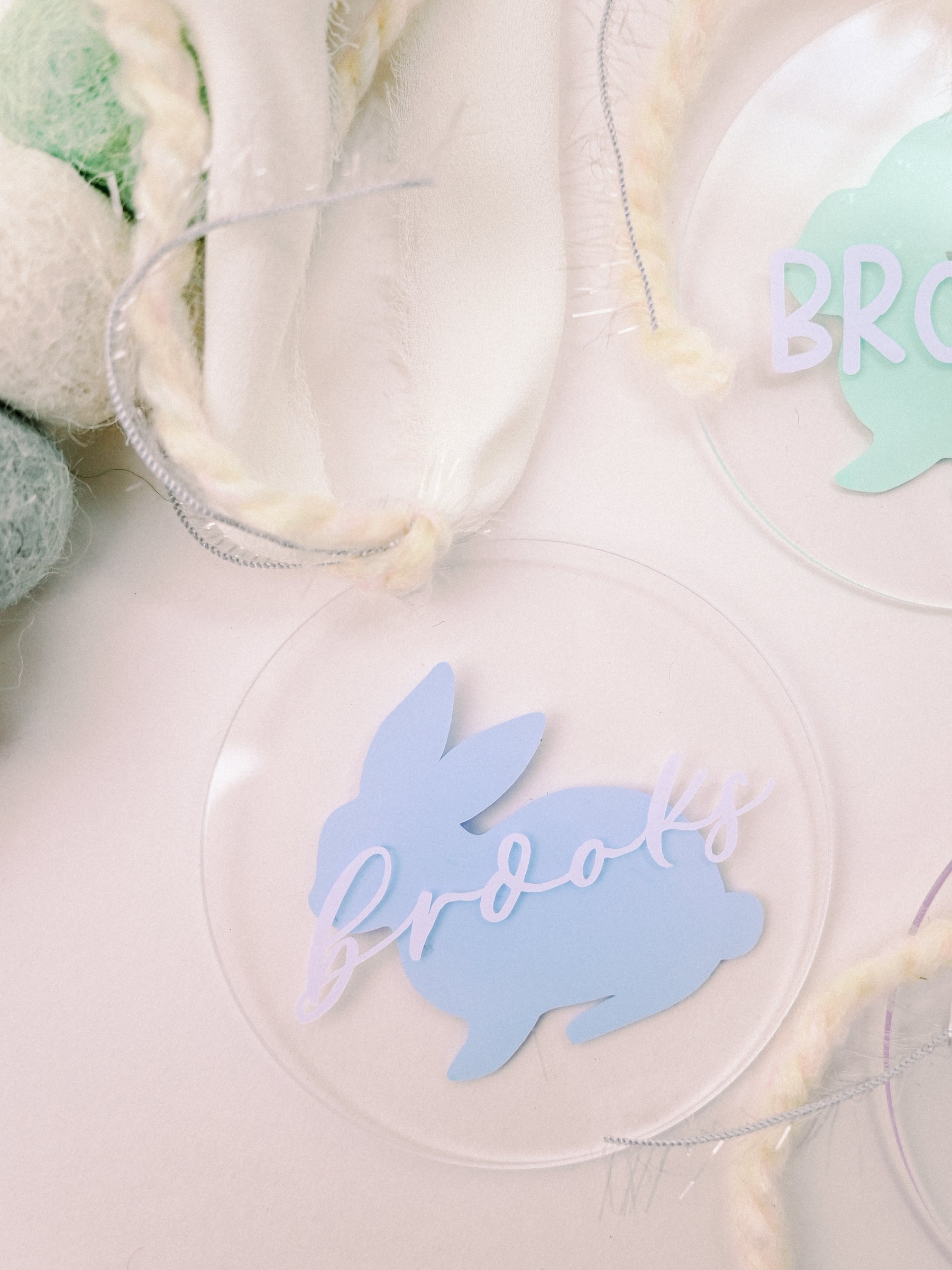 Easter Bunny Acrylic Basket Tag (Personalized)