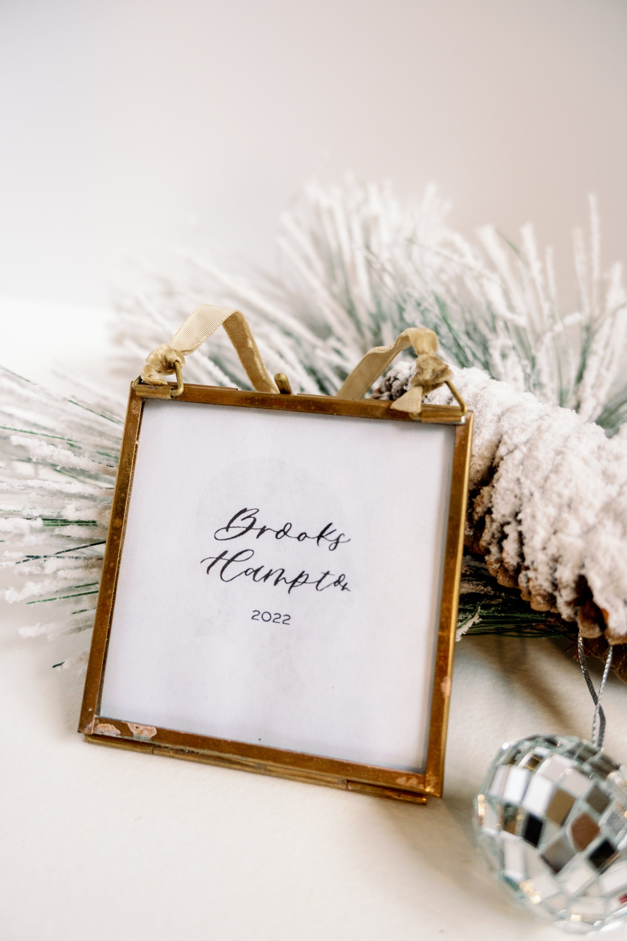 Custom Child Silhouette Ornament | 3"x3" Gold Framed Ornament with Ribbon