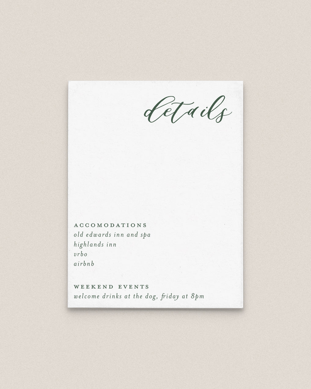 Highlands - Details Card