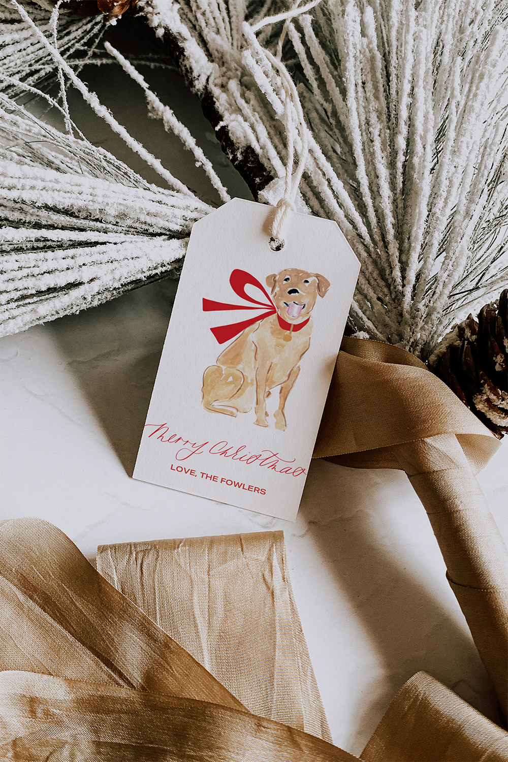 Watercolor Holiday Dog Gift Tag