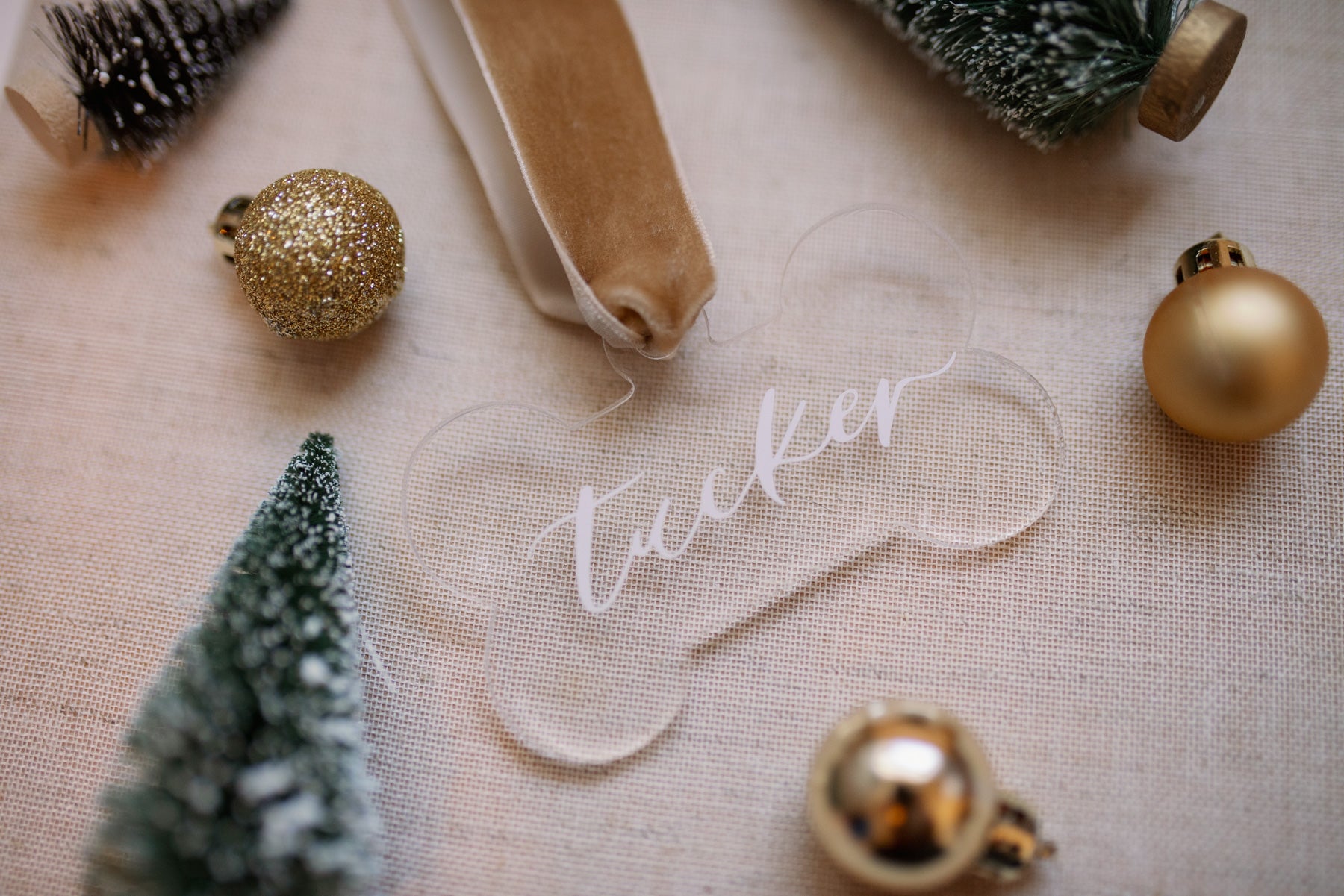 Personalized Dog Bone Ornament – Custom Acrylic Ornament with Dog's Name in Calligraphy