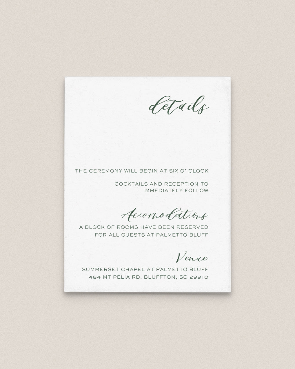 Palmetto - Details Card