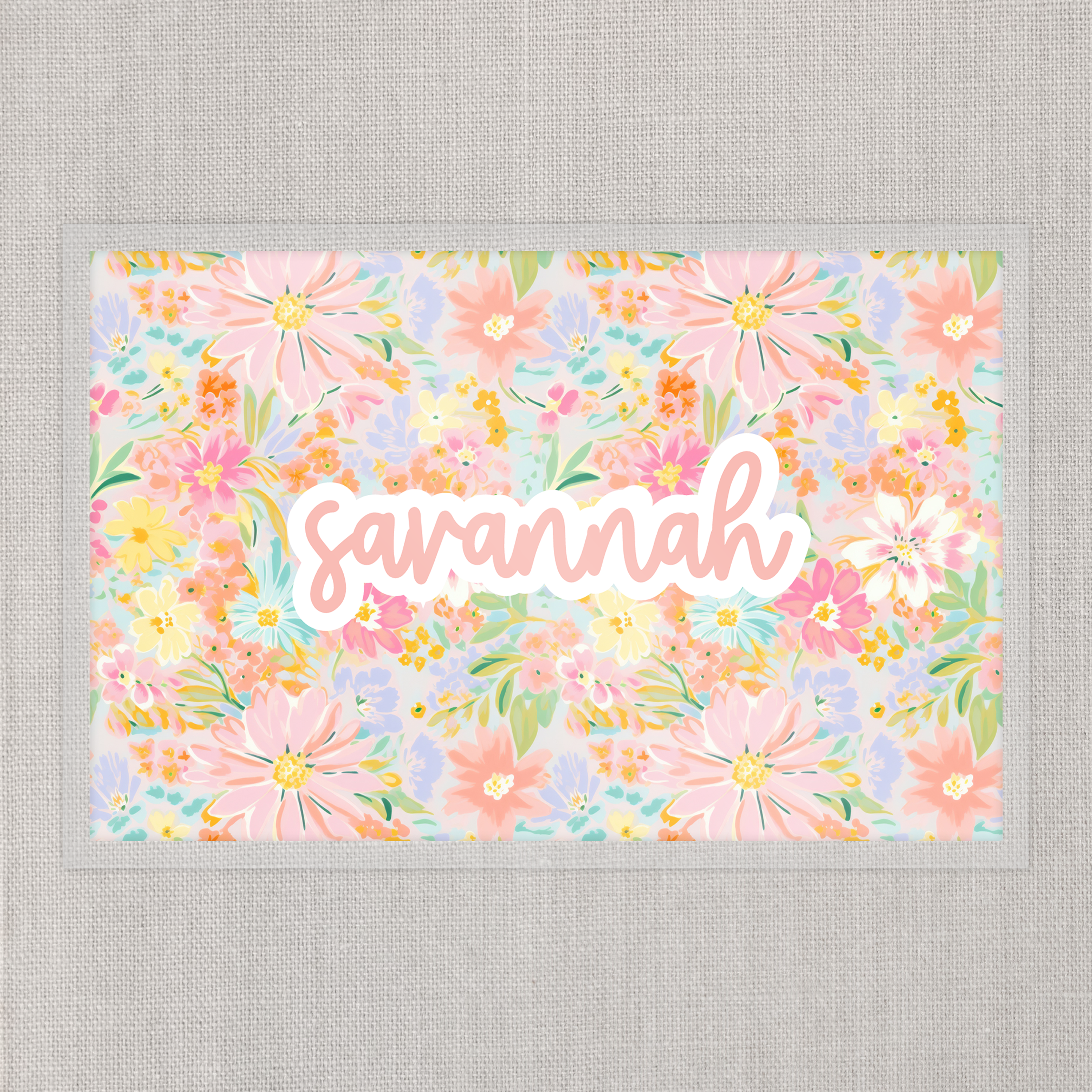 Pink Floral Laminated Placemat
