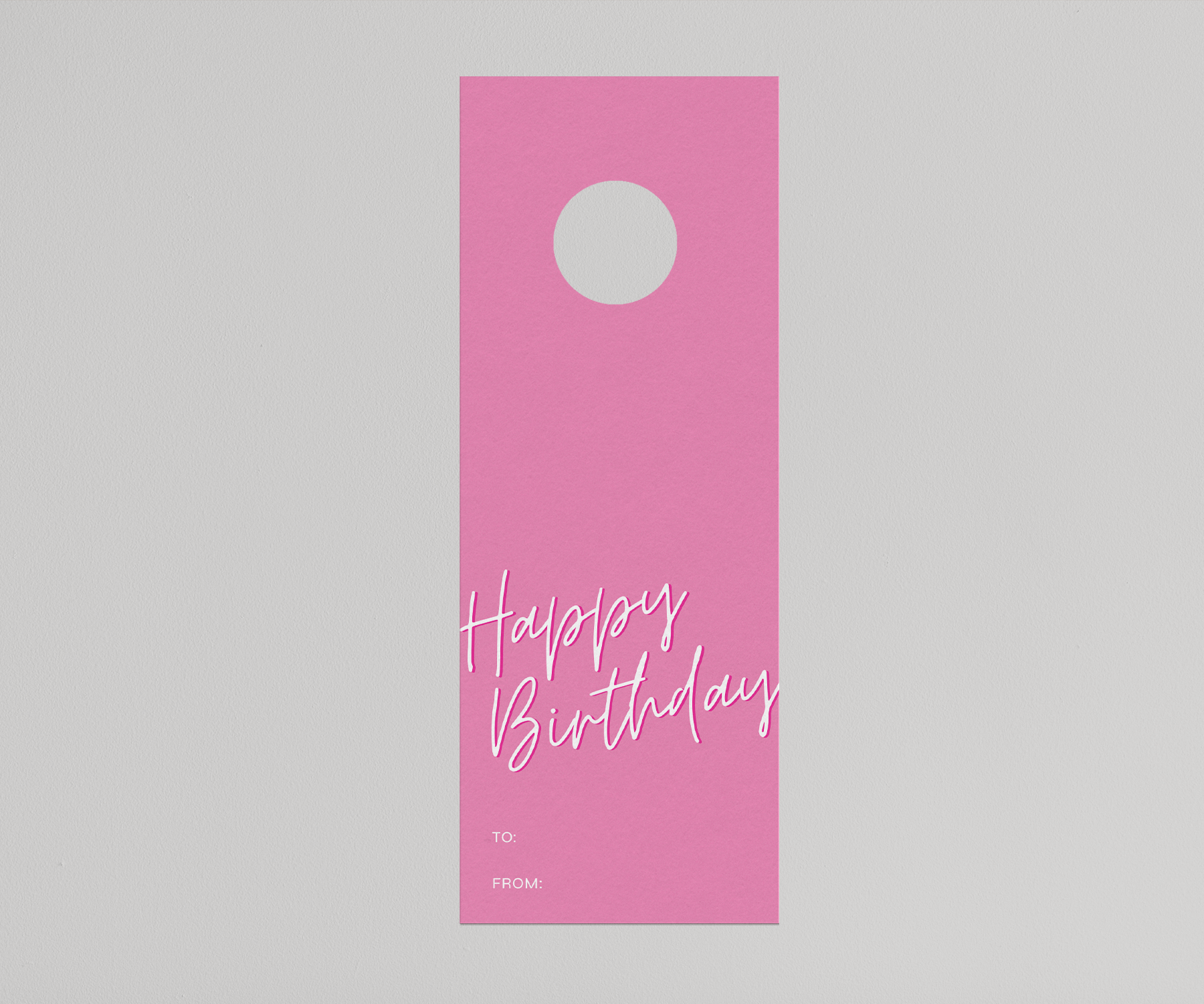 Pink Happy Birthday Wine Tag