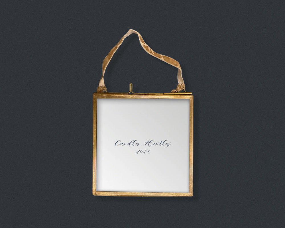 Custom Pet Silhouette Ornament | 3"x3" Gold Framed Acrylic Keepsake with Ribbon