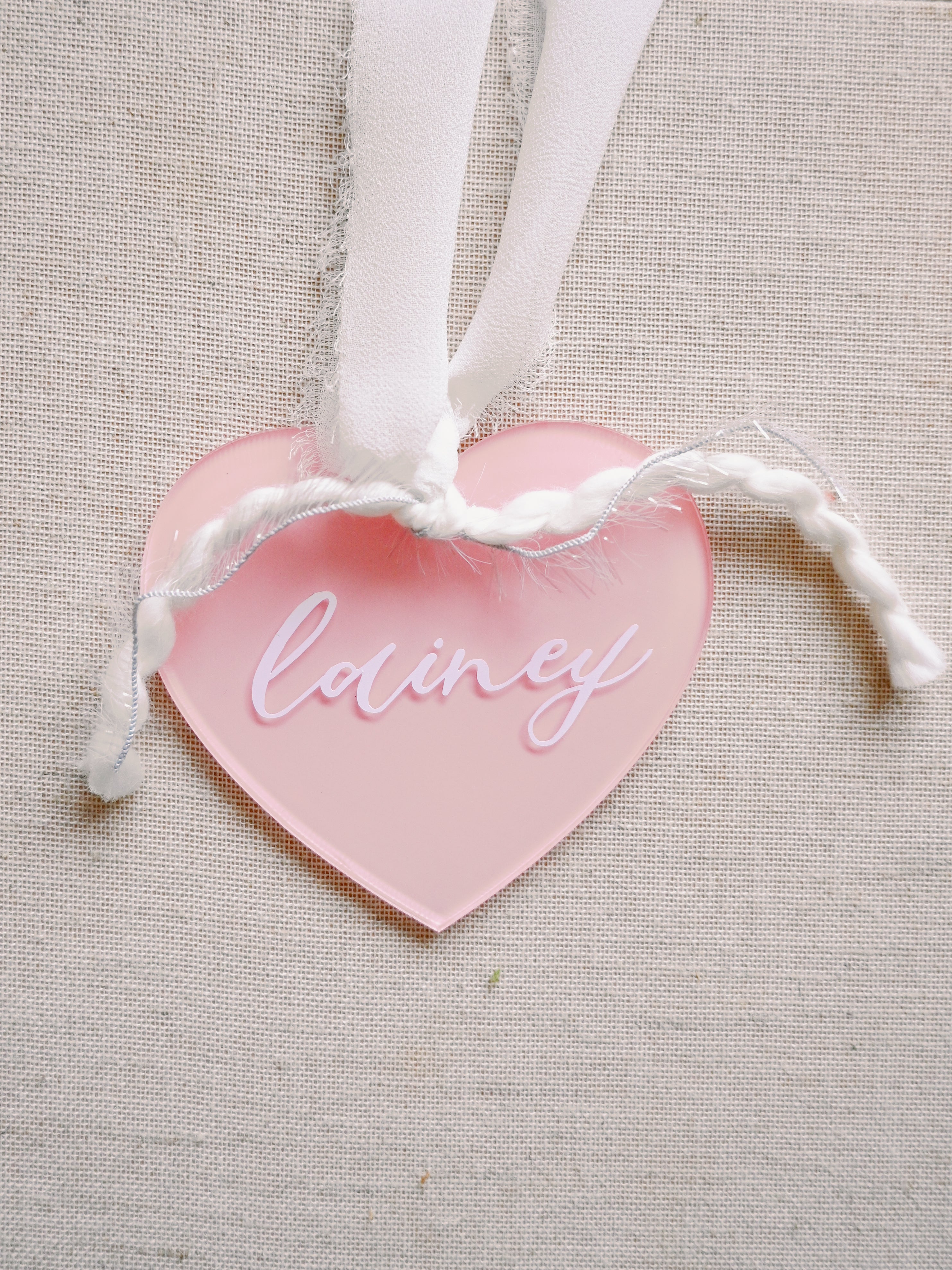 Valentine's Day Heart Basket Acrylic Tag (Personalized)