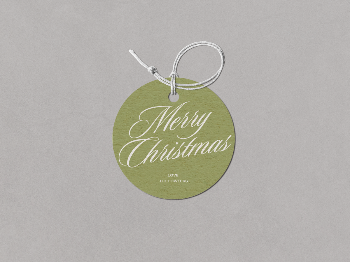 Green Vintage Merry Christmas Gift Tag