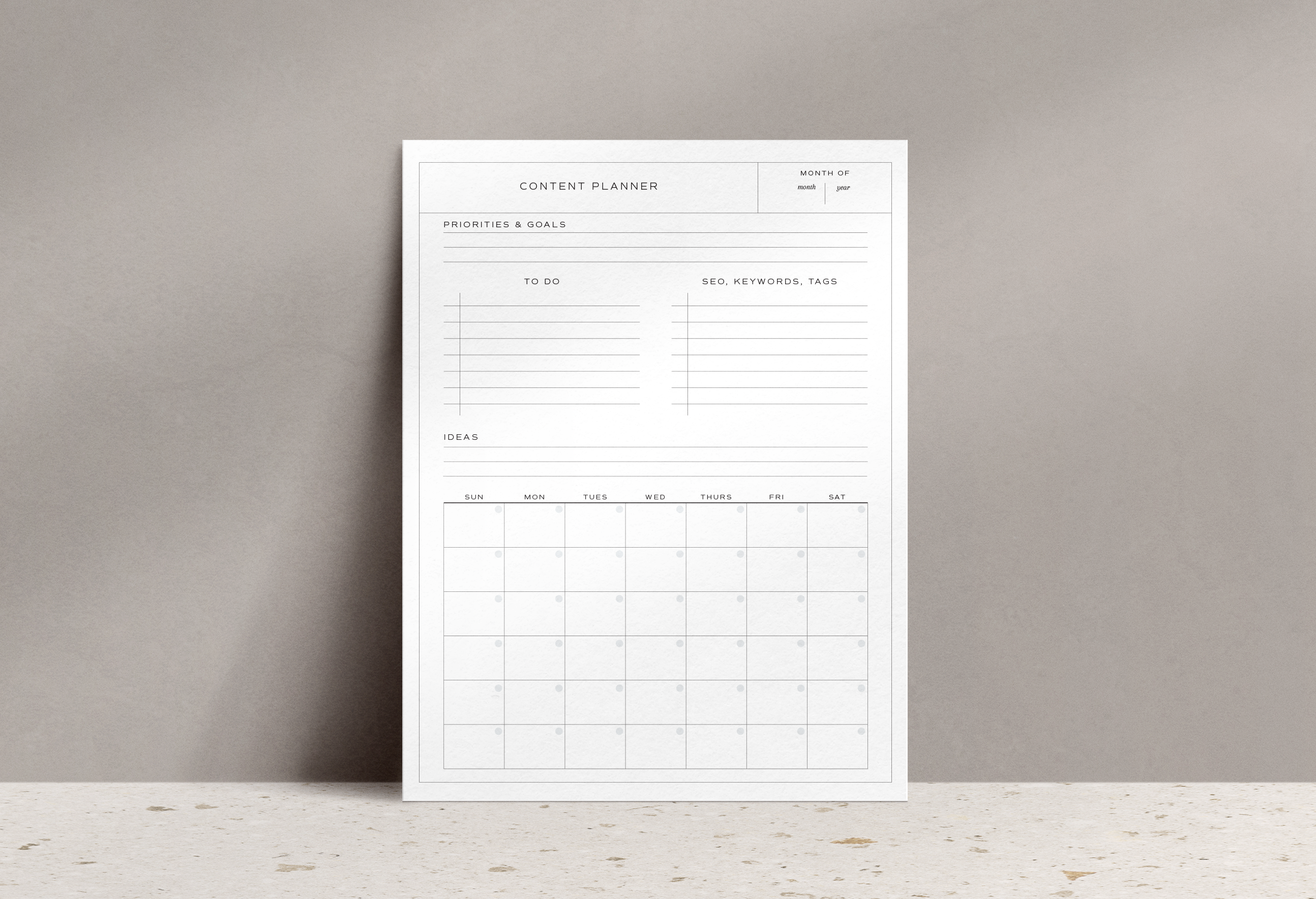 Content Planner Printable
