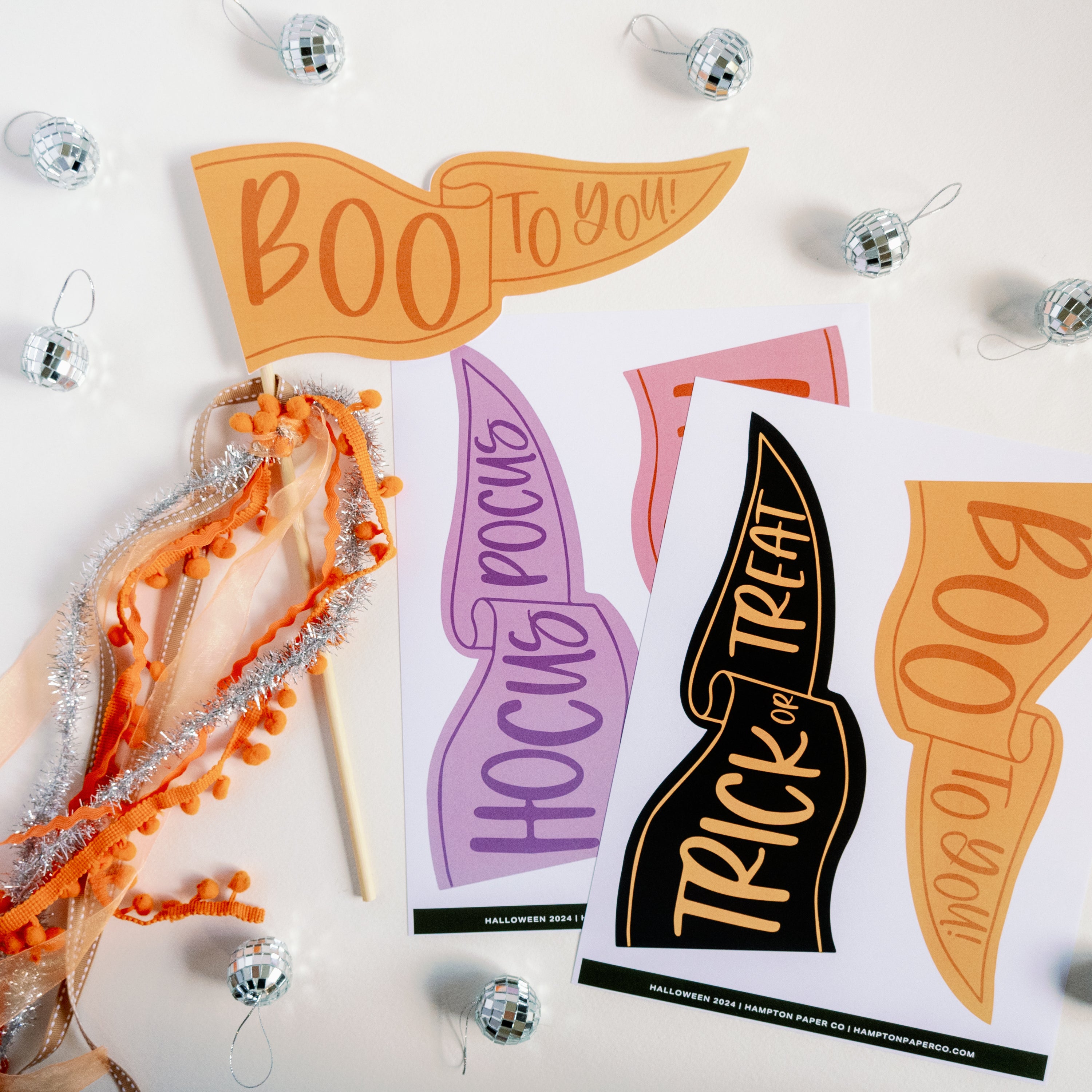 Halloween Printable Pennant Set – DIY Halloween Pennant, Instant Download