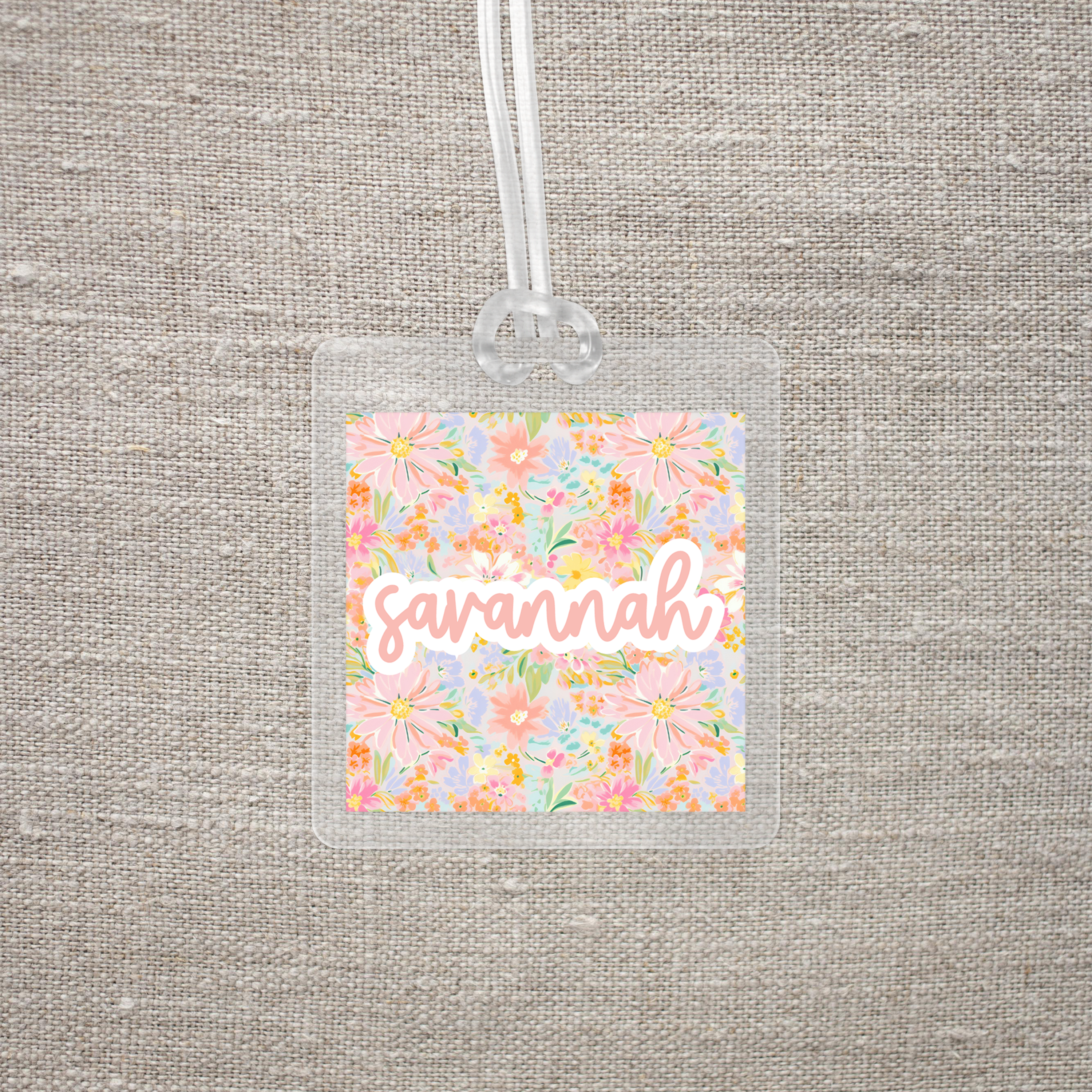 Pink Floral Bag Tag