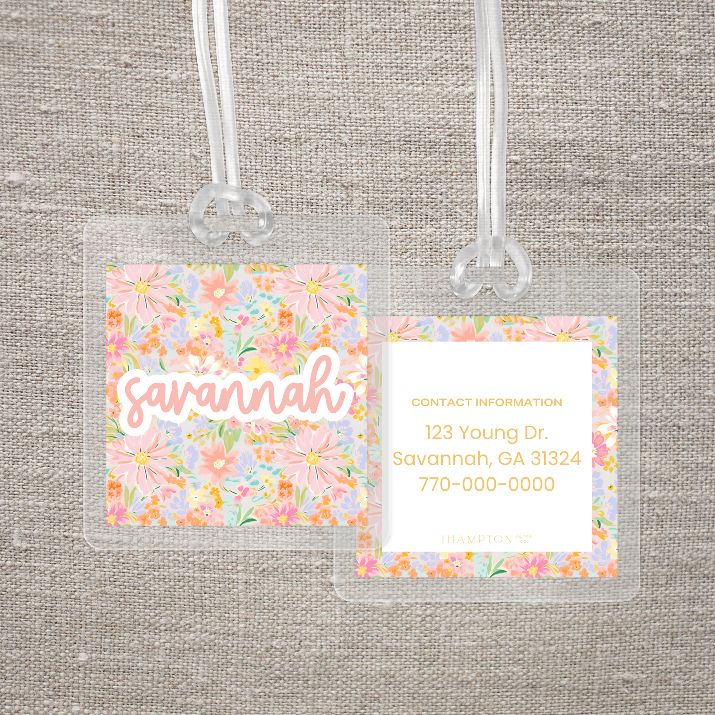 Pink Floral Bag Tag