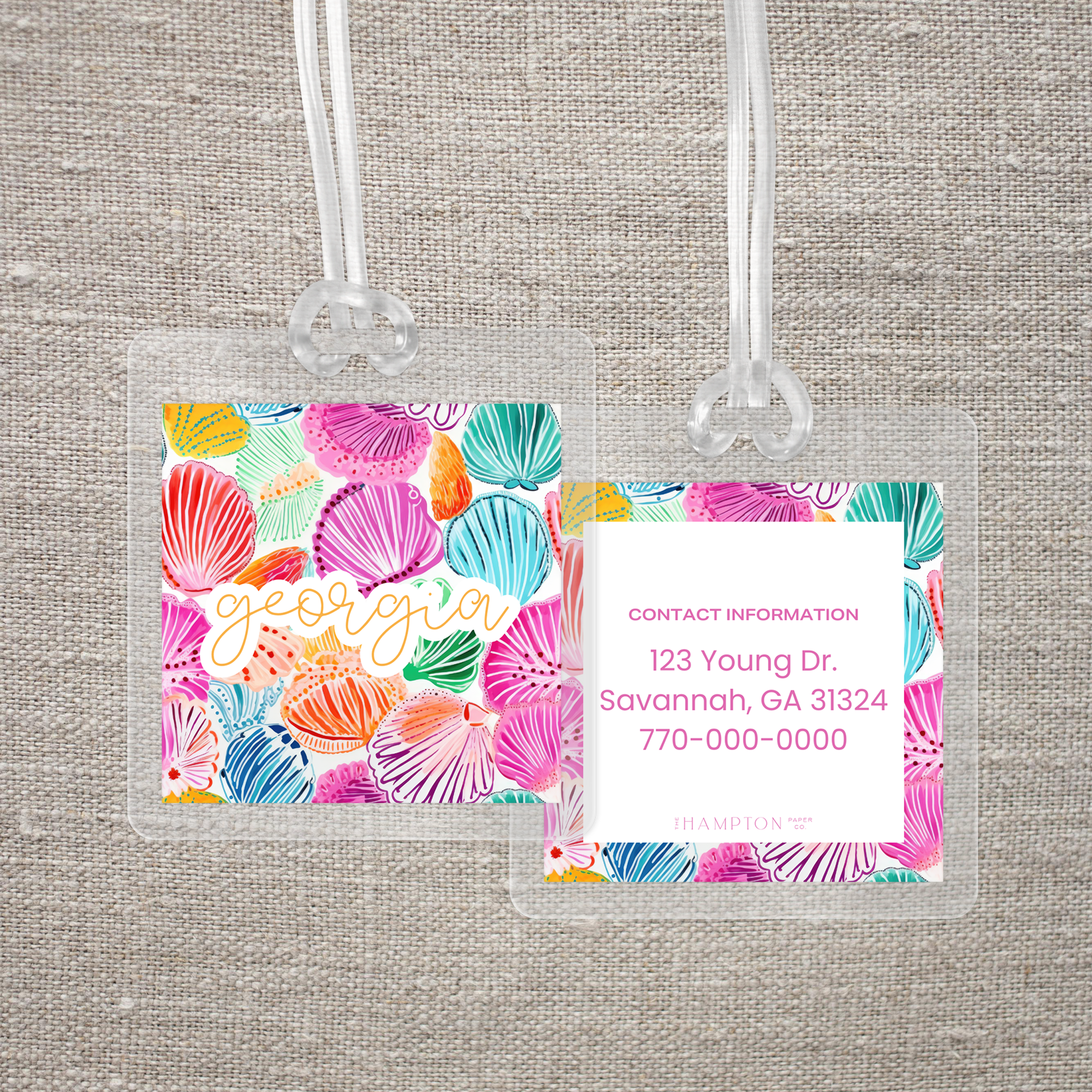 Pink Seashell Bag Tag