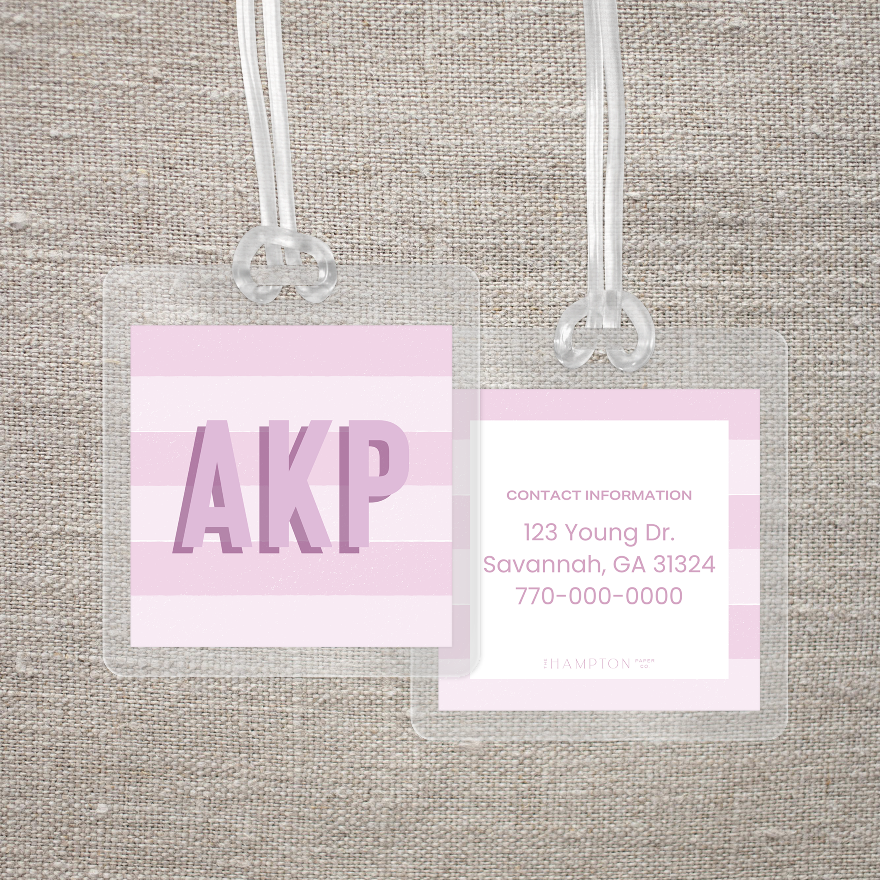 Pink Stripe Bag Tag