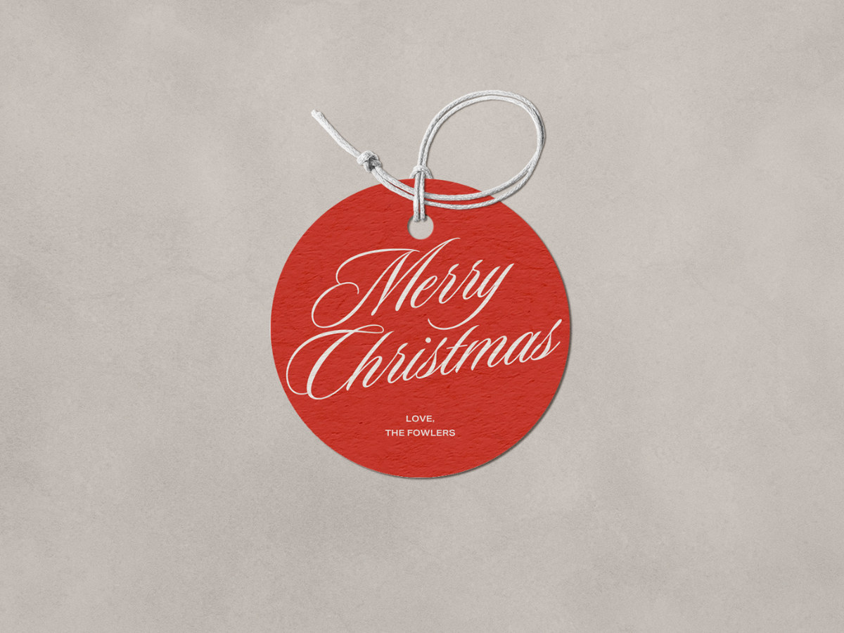 Red Vintage Merry Christmas Gift Tag